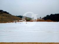 Proses Pemasangan Geotextile di daerah Riau