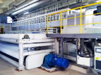 Proses produksi geomembrane.